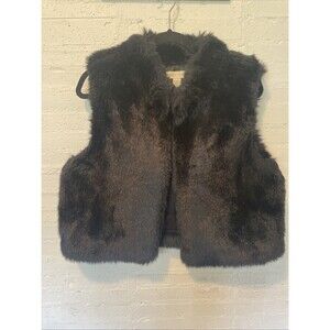 Vintage Lord And Taylor, Black Faux Fur Cropped Vest, S/M, Black